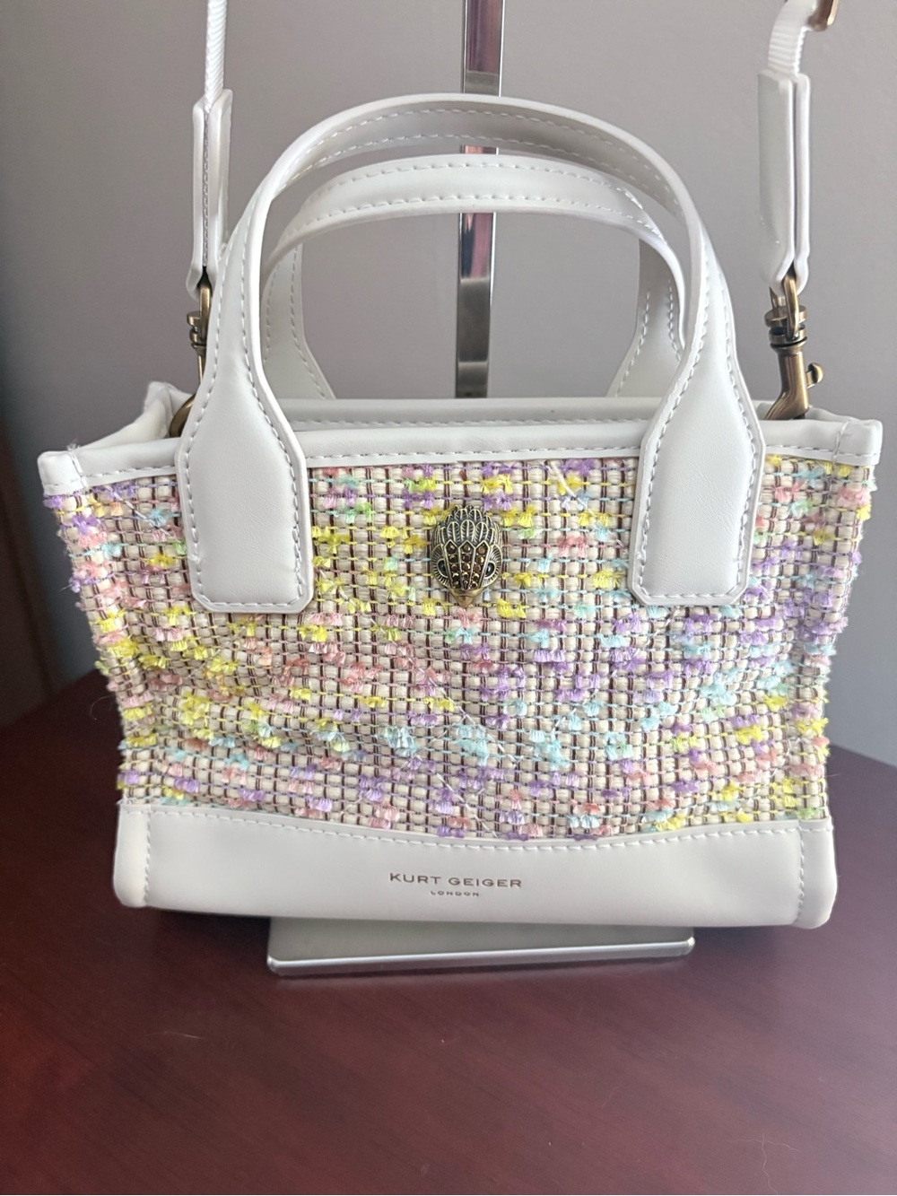 Kurt Geiger Pastel Raffia XS Mini Shopper Tote Bag